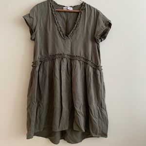 Army green Zara basic denim dress